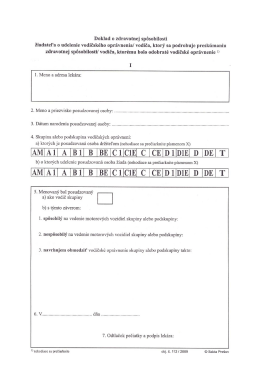 Doklad o zdravotnej spôsobilosti žiadateľa o udelenie vodičského
