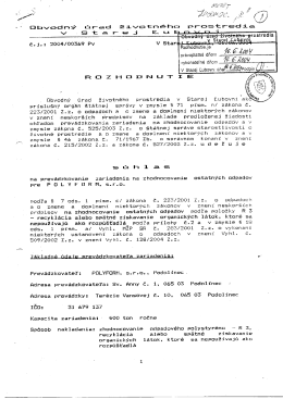 Súhlas na prevádzkovanie zariadenia na zhodnocovanie ostatných