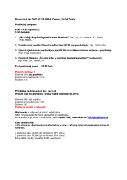 Komorové dni SKP 17.10.2014, Zvolen, Hotel Tenis Počet kreditov