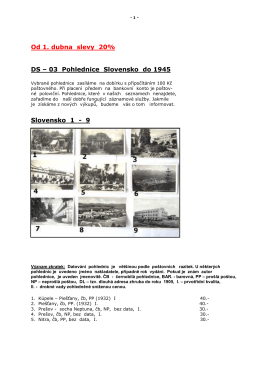 Od 1. dubna slevy 20% DS – 03 Pohlednice Slovensko do 1945