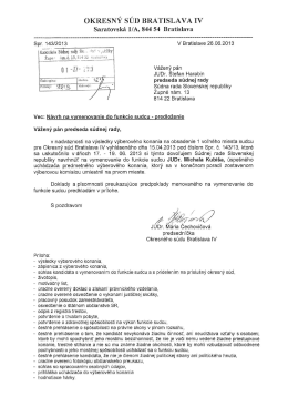 Návrh a súhlas (SR 130/2013) - Zasadnutia Súdnej rady Slovenskej