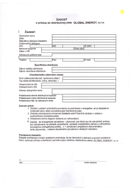 Žiadosť o prísup do distribučnej siete GLOBAL ENERGY, s.r.o.