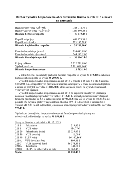 Rozbor výsledku hospodárenia obce Nitrianske Rudno za rok 2013