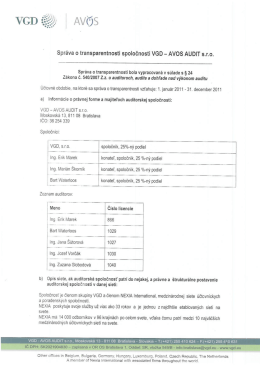 Sprava o transparentnosti spoloćnosti VGD _ AVOS AUDIT s.r.o.