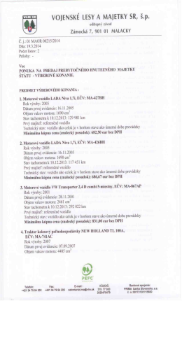 volENsKE` LESY A MAIETKY sR, &scaron;.p.