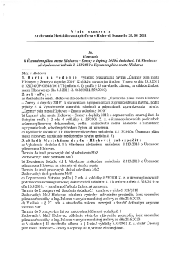 Výpis uznesenia z rokovania Mestského zastupiteľstva v Hlohovci