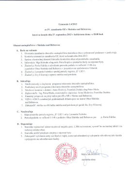 Uznesenie čŕt/2013 zo IV. zasadnutia OZ v Slatinkc nad Bebravou,