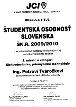 Udelenie titulu Študentská osobnosť Slovenska šk. rok 2009/2010