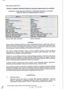 Zmluva o dodávke, distribúcii elektriny` a prevzatí zodpovednosti za