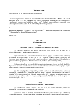 Kolektívna zmluva 2013 - Obchodná akadémia, F. Madvu 2, Prievidza