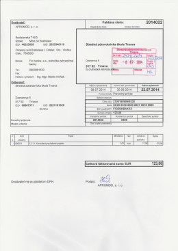Dodávateľ: APROMOD. s. r. o. Bratislavská 716/2 90046 Most pri