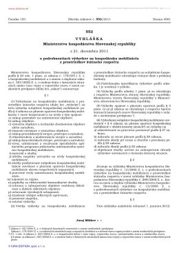 552/2011 Vyhláška Ministerstva hospodárstva Slovenskej republiky