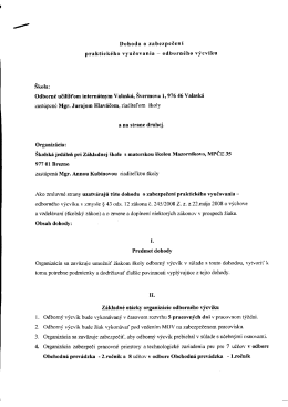 Dohoda o zabezpečen&iacute; praktick&eacute;ho vyučovania _ odborn&eacute;ho v&yacute;cviku