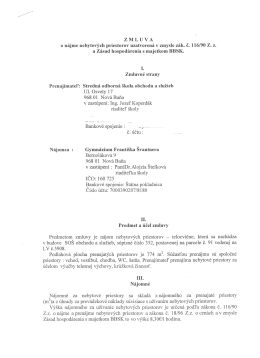 ZMLUVA o nájme nebytových priestorov uzatvorená v zmysle zák. č