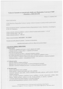 V&yacute;berov&eacute; konanie na upratovacie služby pre Region&aacute;lne Centrum