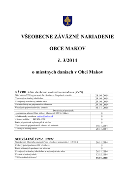 Všeobecne záväzné nariadenie Obce makov Č. 3/2014 O miestnych