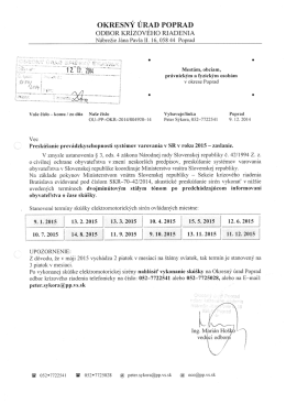 termíny preskúšania sirény v roku 2015.