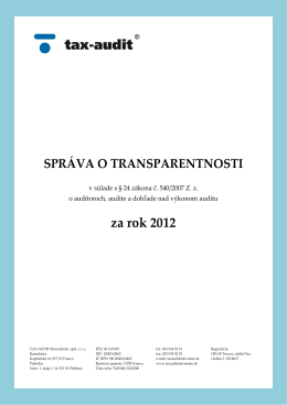 Správa o transparentnosti 2012 - TAX – AUDIT Slovensko, spol. s ro