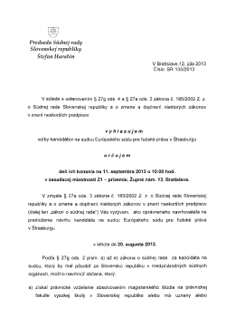 Vyhlásenie volieb kandidátov na post sudcu Európskeho súdu pre