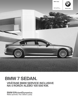 Stiahnite si. Aktuálny cenník pre BMW radu 7 Sedan (PDF, 295k)