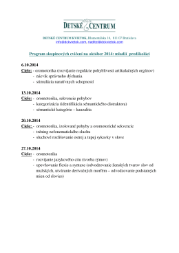 Program skupinových cvičení na október 2014: mladší predškoláci