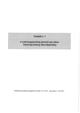 k vnútroorganizačnej smernici pre výkon finančnej kontroly Obce