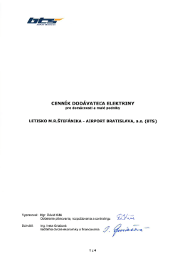 Cenník dodávateľa elektriny pre domácnosti a malé podniky účinný