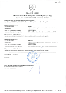 Úradný výpis z Notárskeho centrálneho registra záložných práv