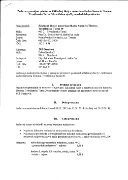 Zmluva o pren&aacute;jme priestorov Z&aacute;kladnej &scaron;koly s materskou &scaron;kolou