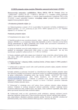 ZÁMER priameho nájmu majetku Žilinského samosprávneho kraia č