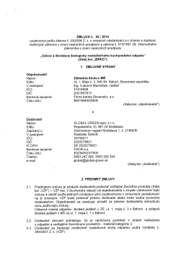 ZMLUVA č. 36 I 2014 uzatvorená podľa zákona č. 25/2006 Z. z` O