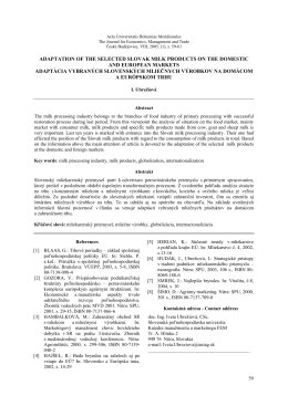 adaptation of the selected slovak milk products on the domestic and