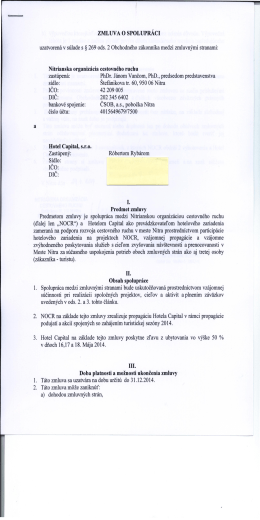 Hotel Capital, s. r. o., predmet - Nitrianska organizácia cestovného