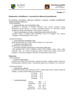 Hodnotenie a klasifikácia v teoretických odborných predmetoch