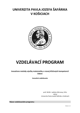 vzdelávací program - CCV UPJS - Univerzita Pavla Jozefa Šafárika