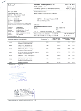 GA spol. s ro Ľ.Podjavorinskej 455/7 914 O1 Trenčianska Tepl&aacute;