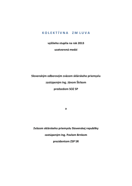 kolekt í vnazmluva - Zväz sklárskeho priemyslu Slovenskej republiky