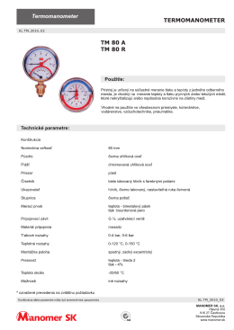 Termomanometer - MANOMER SK, a.s.