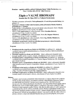 Zápis z VALNÉ HROMADY - Základní škola Velké Pavlovice
