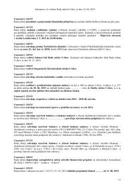 Informace z 8. schůze Rady města Cvikov ze dne 14. 04. 2015