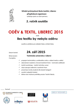 2. ročník soutěže ODĚV & TEXTIL, LIBEREC 2015