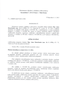 akreditace MŠMT ČR - Strážný