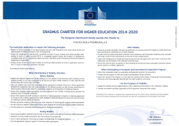 ERASMUS CHARTER FOR HIGHER EDUCATION 2014-2020