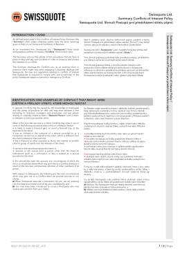 Swissquote Ltd. Summary Conflicts of Interest