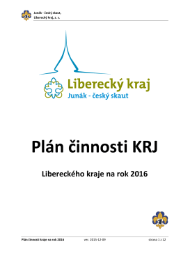 Plán činnosti kraje na rok 2016 | 1. ledna