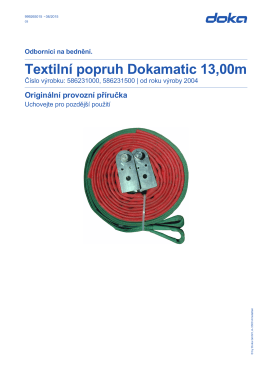 Provozní návod (cz) Textilní popruh Dokamatic 13,00m