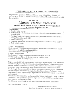 POZVÁNKA NA VALNOU HROMADU AKCIONÁŘU