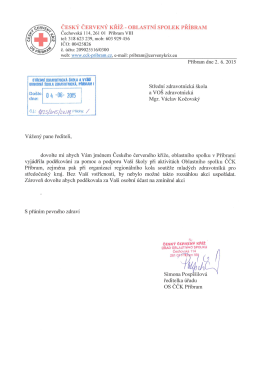 Poděkování za pomoc při organizaci regionálního kola soutěže