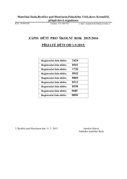 Přijaté děti od 1.9.2015