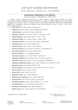 DORUČEN&Iacute; VEŘEJNOU VYHL&Aacute;&Scaron;KOU
